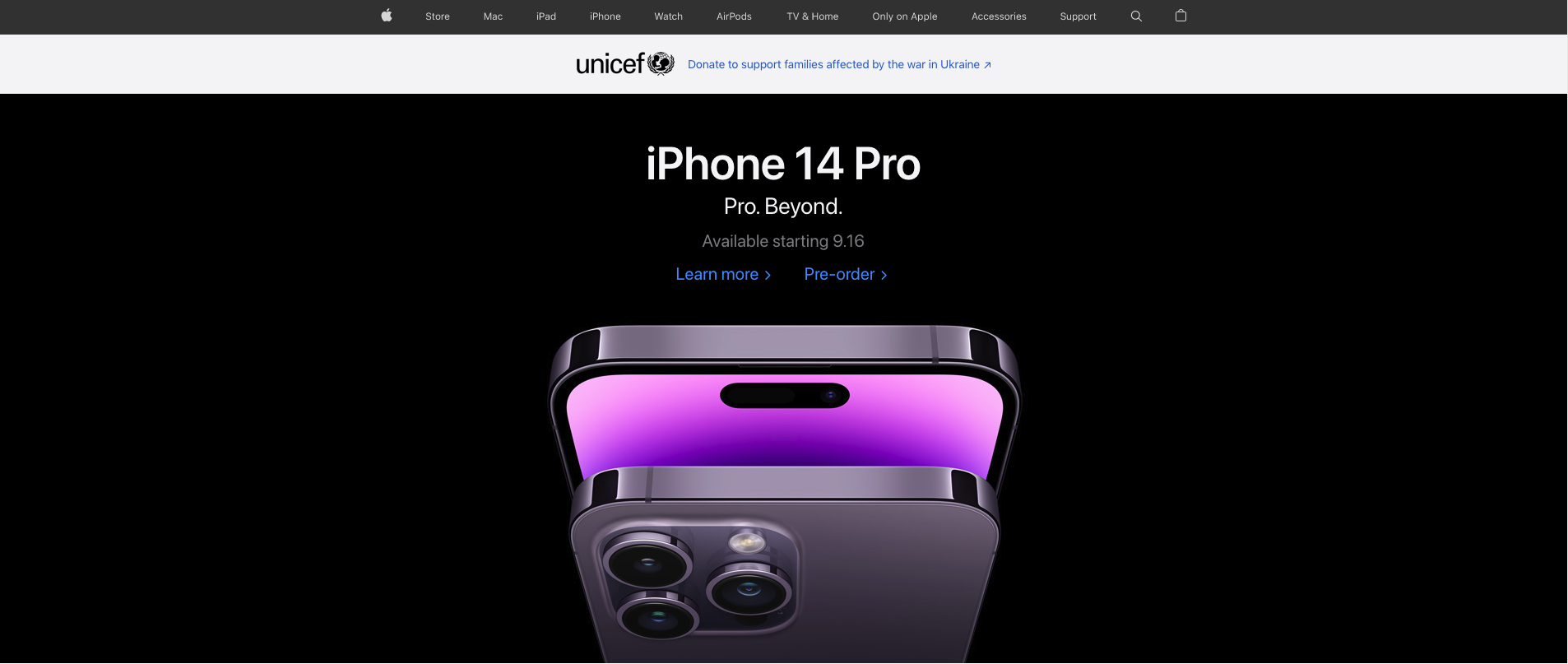 UI-Design von Apple-Website