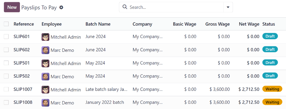 Odoo pay-slips