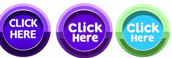 Drei runde Buttons in verschiedenen Lila- und Grüntönen mit der Aufschrift "CLICK HERE", die Optionen zur Optimierung von Call-to-Action-Buttons durch Farbvariation darstellen.