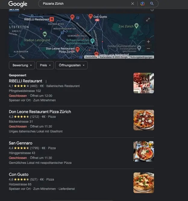 Google map für die lokale Suchs